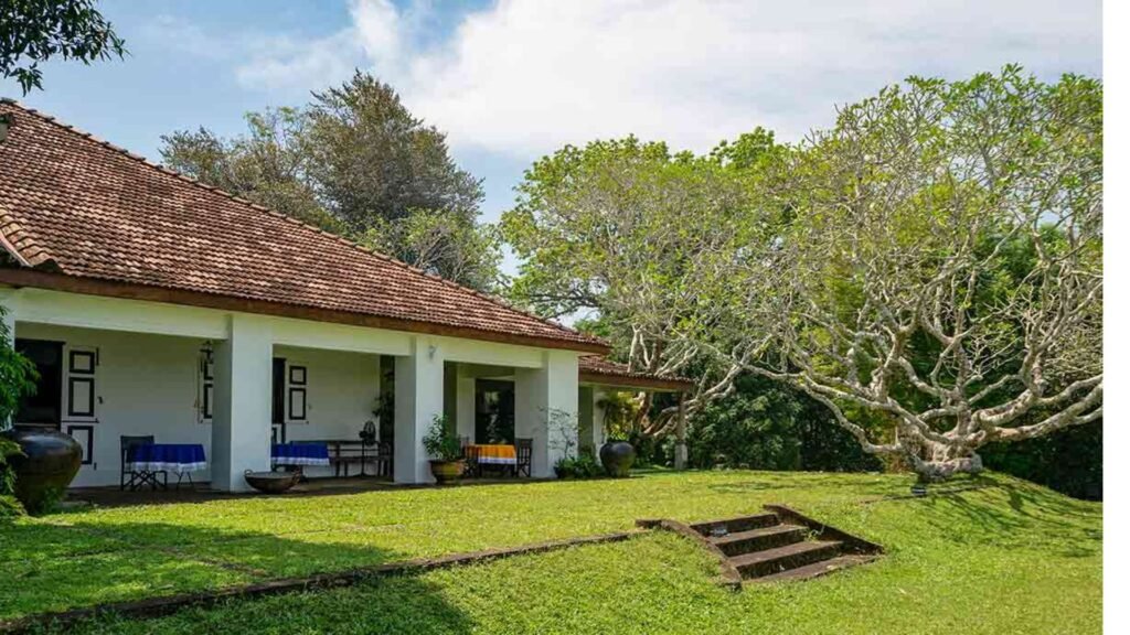 Colonial villa and lawn at Lunuganga, Bentota