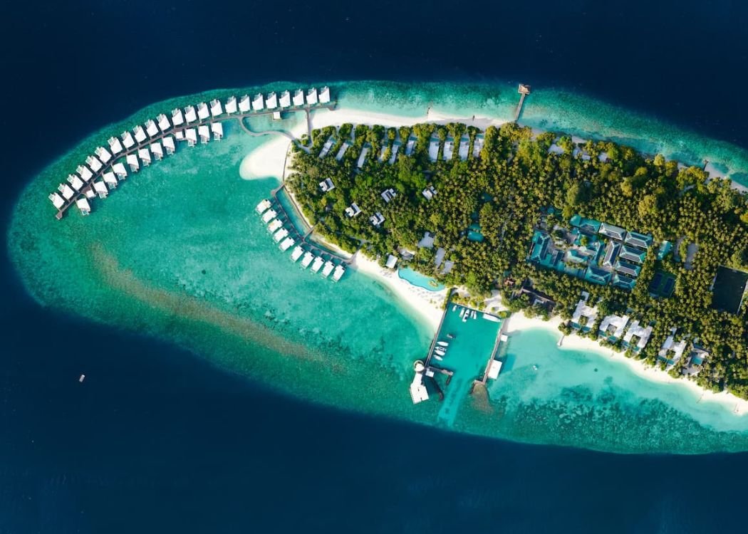 Maldives resort aerial view