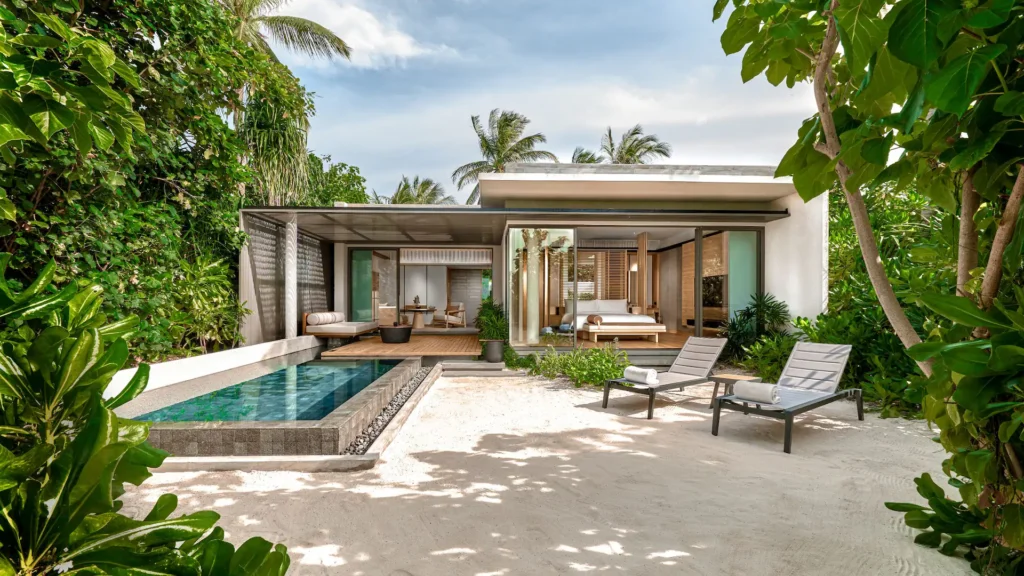 Beach villa and private pool at Alila Kothaifaru