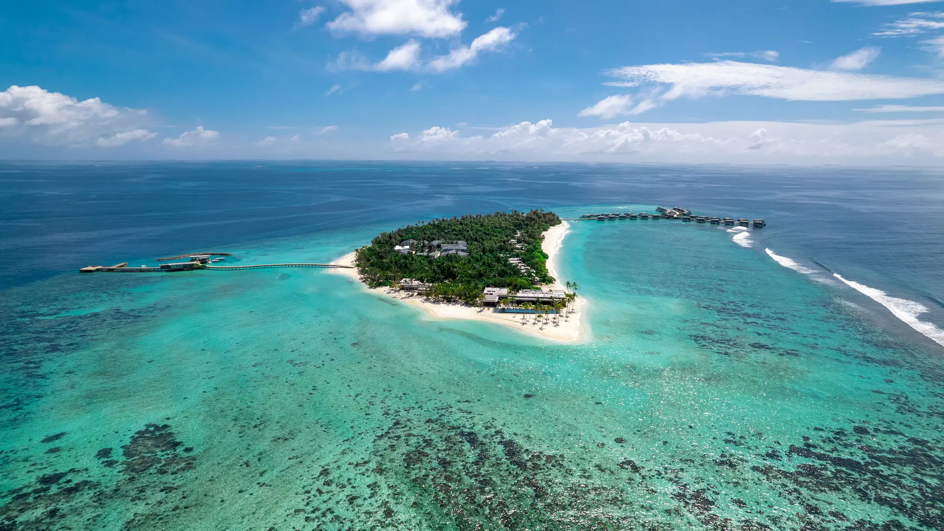 Aerial view of the island at Alila Kothaifaru