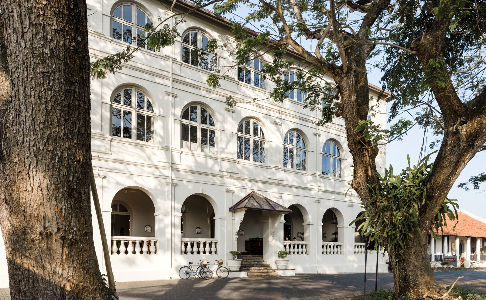 Colonial arched facade of Amangalla, Galle Fort