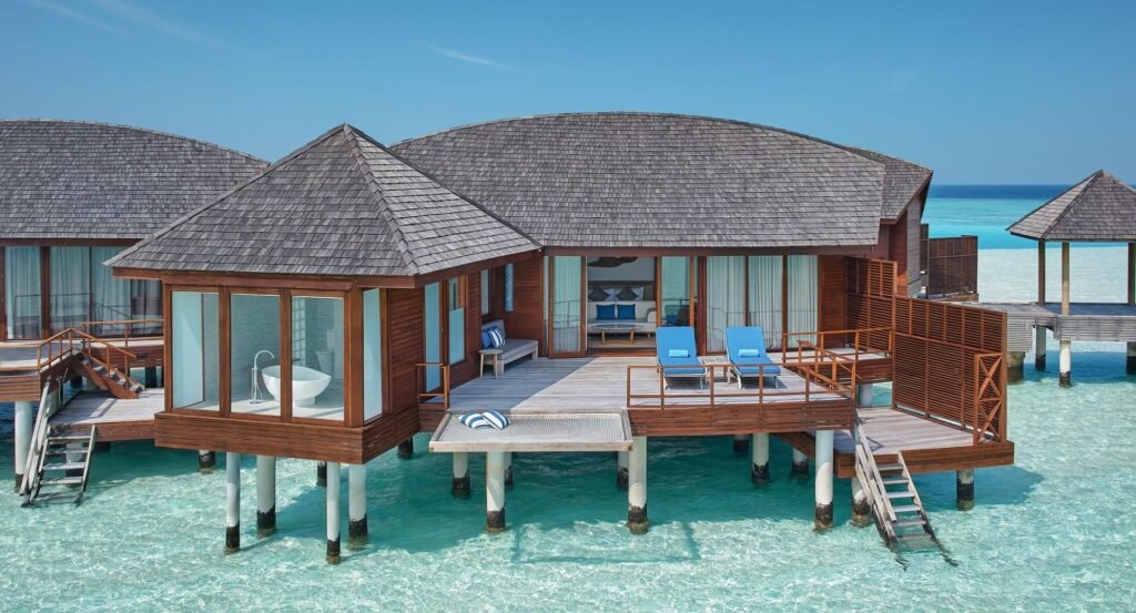 Overwater villa and deck at Anantara Dhigu