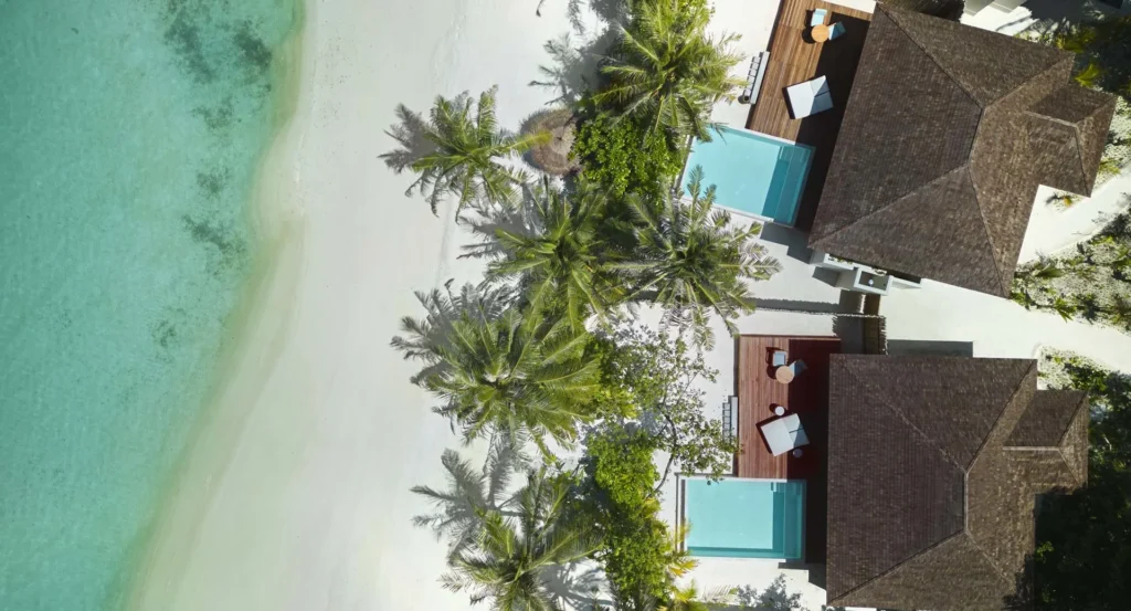 Aerial view of a villa and pool at Anantara Veli
