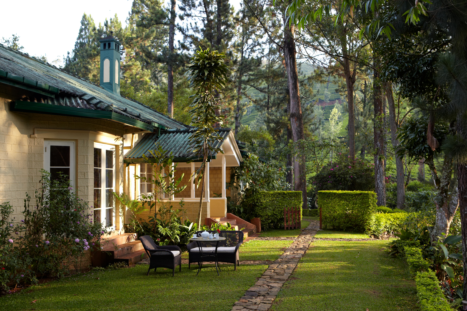 Colonial planters bungalow and garden at Ceylon Tea Trails