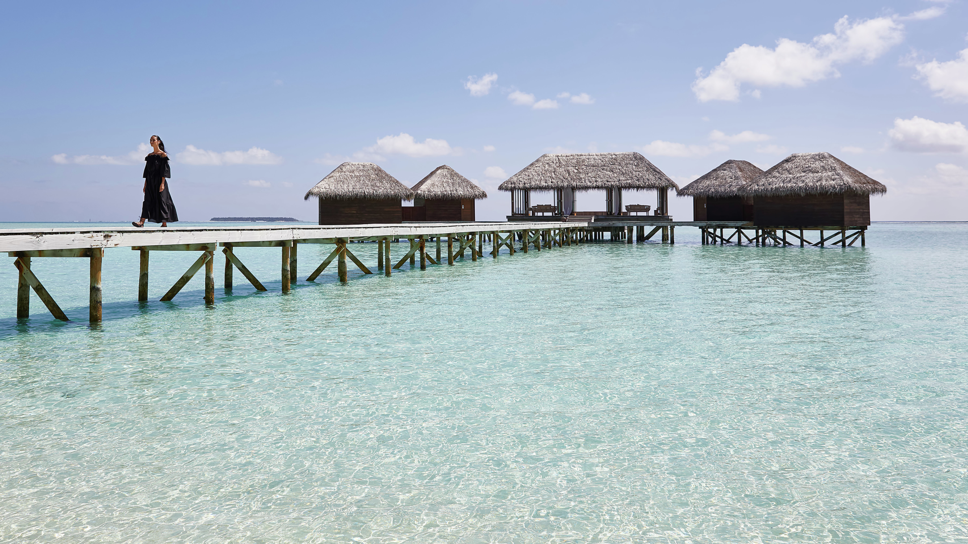 Jetty leading to the overwater villas at Conrad Maldives Rangali Island