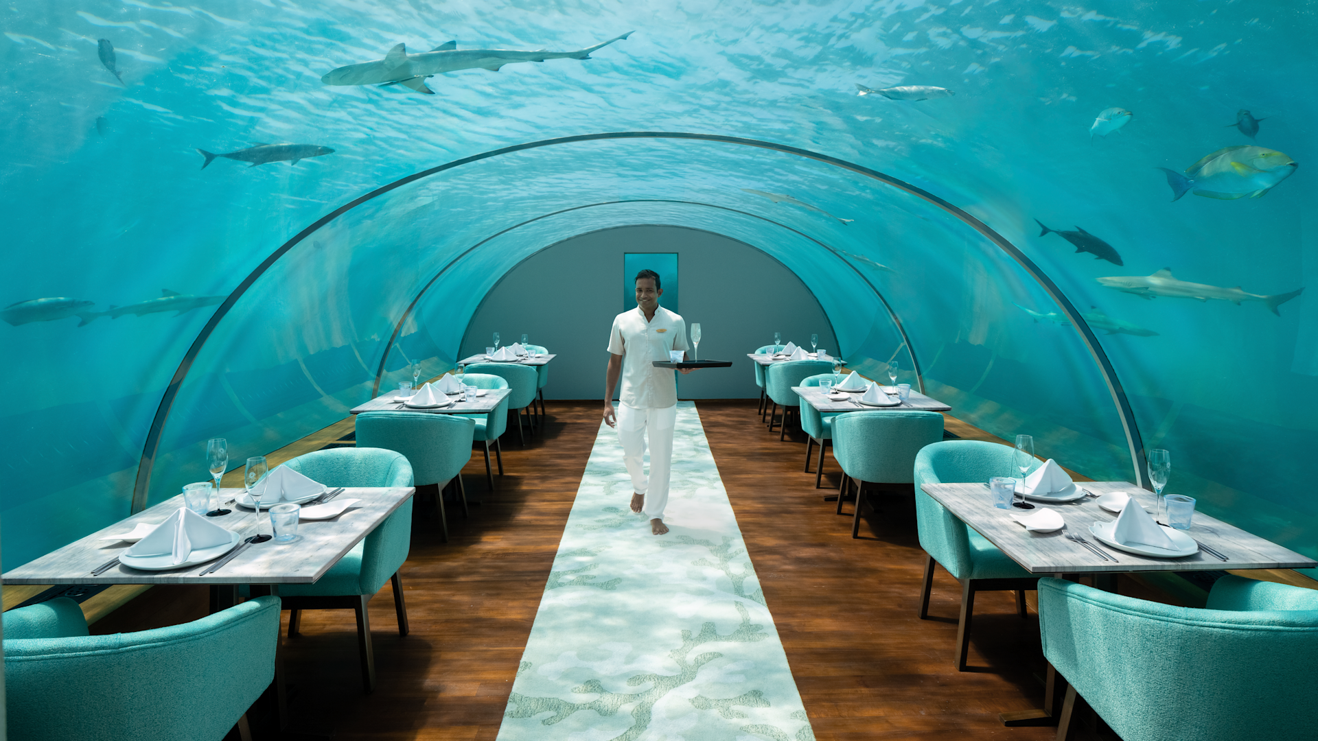 Underwater restaurant at Conrad Maldives Rangali Island