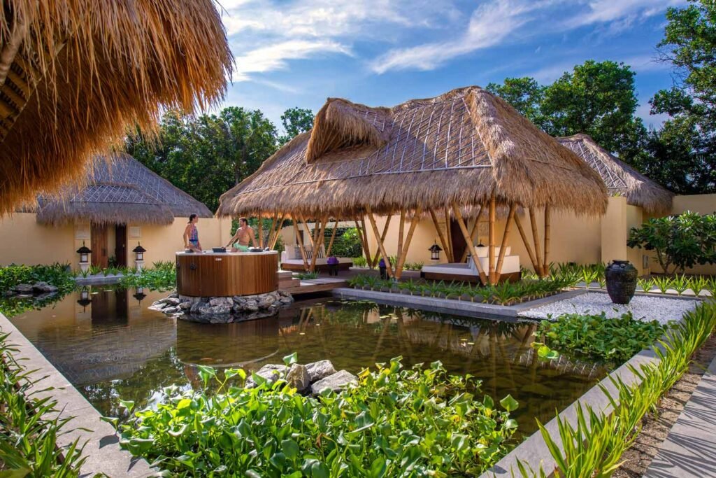 Thatched spa pavilion at Emerald Maldives Resort and Spa
