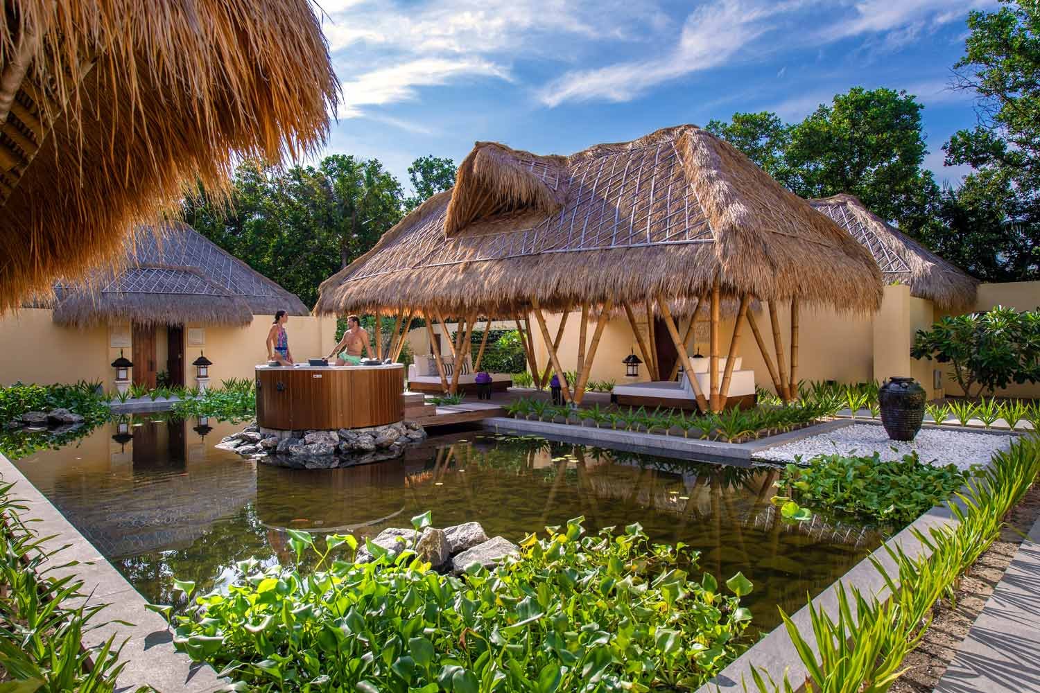 Thatched spa pavilion at Emerald Maldives Resort and Spa