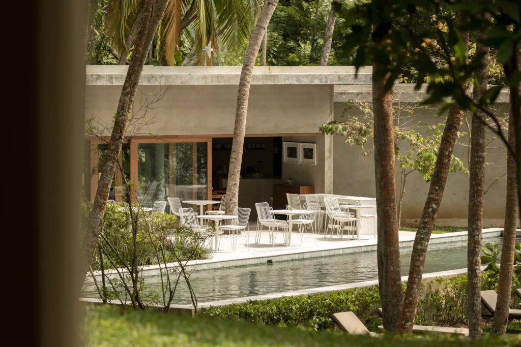 Villa terrace among the palms at Kurulu Bay