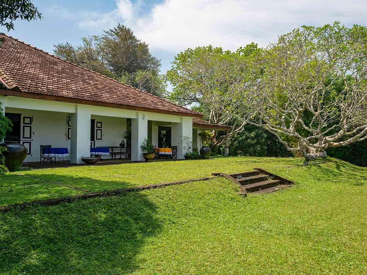 Veranda and lawn at Lunuganga Country Estate