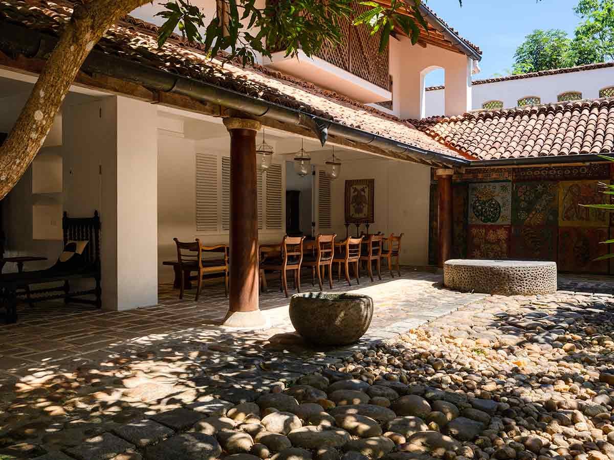 Colonnaded veranda at Lunuganga Country Estate