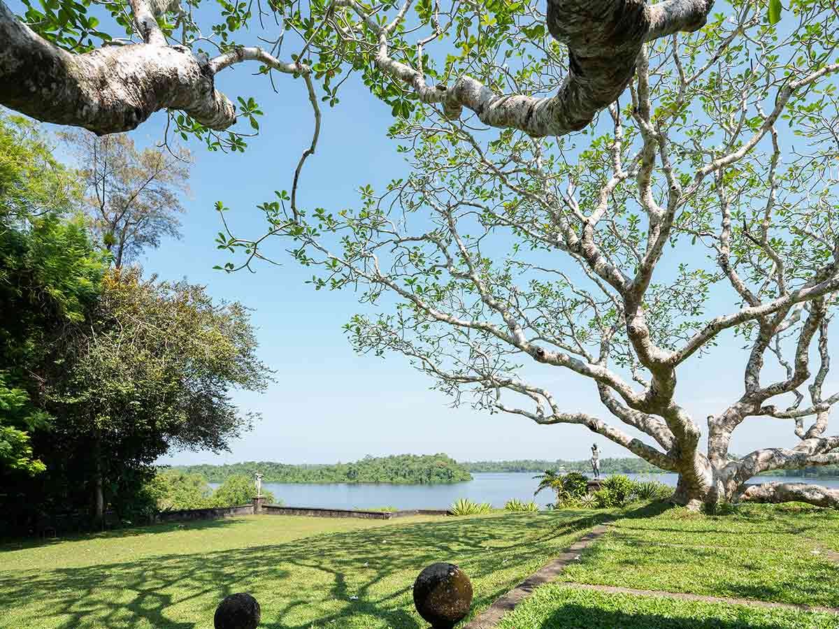 Garden and lake view at Lunuganga Country Estate