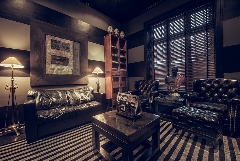 Panelled lounge at Paradise Road Tintagel Colombo