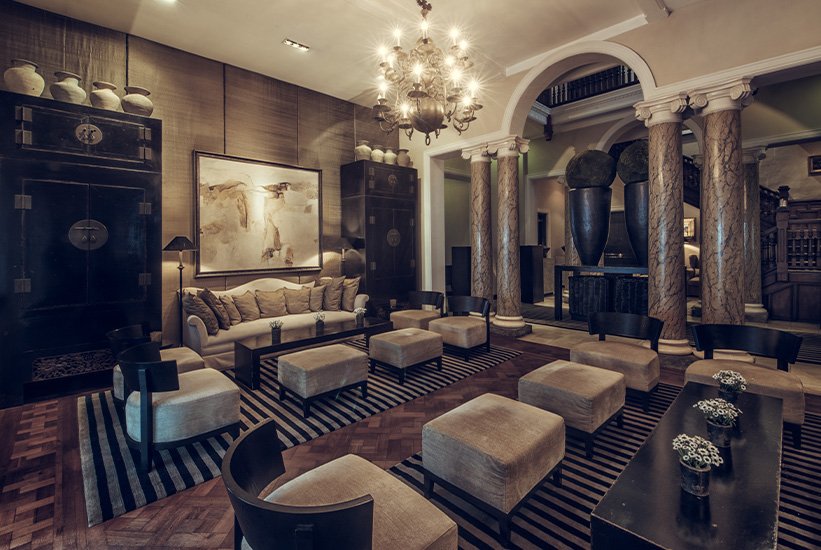 Colonnaded lounge at Paradise Road Tintagel Colombo