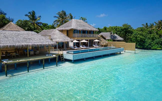 Overwater villa with a private pool at Six Senses Laamu